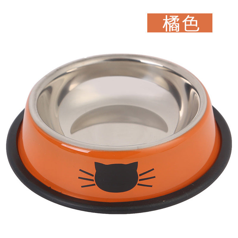 Factory direct selling hot-selling color stainless steel pet cat bowl pet bowl round cat bowl pet food dog bowl