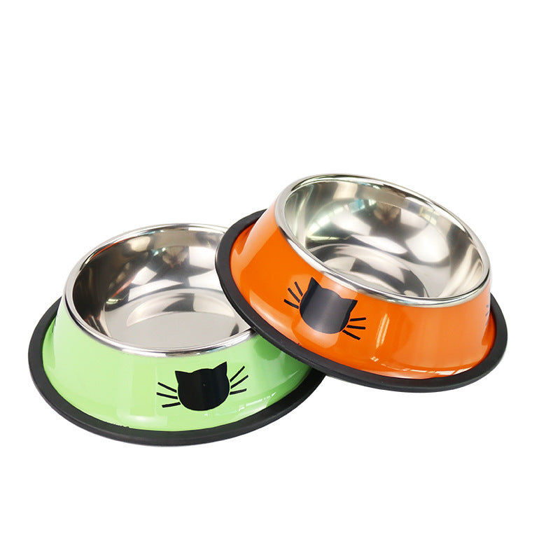 Factory direct selling hot-selling color stainless steel pet cat bowl pet bowl round cat bowl pet food dog bowl