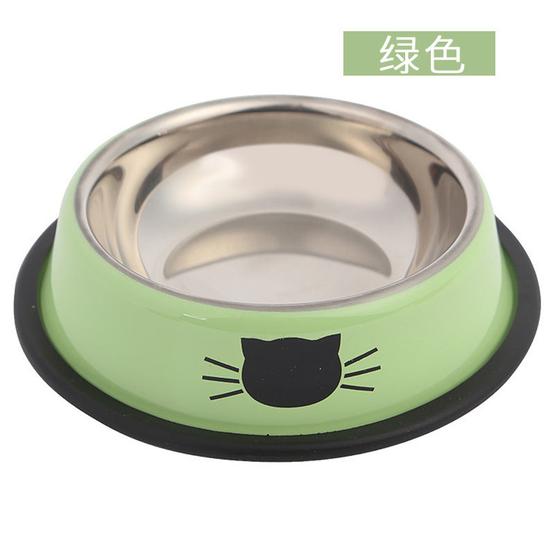 Factory direct selling hot-selling color stainless steel pet cat bowl pet bowl round cat bowl pet food dog bowl