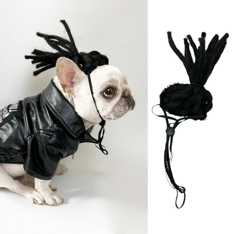 Factory direct sales cross-border pet hot-selling pet wigs dog wigs Halloween pet accessories curly hair straight hair