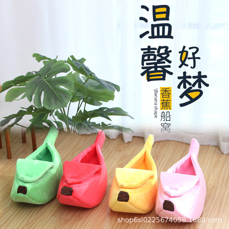 Free shipping winter pet banana shape warm cat bed dog bed semi-enclosed pet bed hamster bed pet bed sleeping mat
