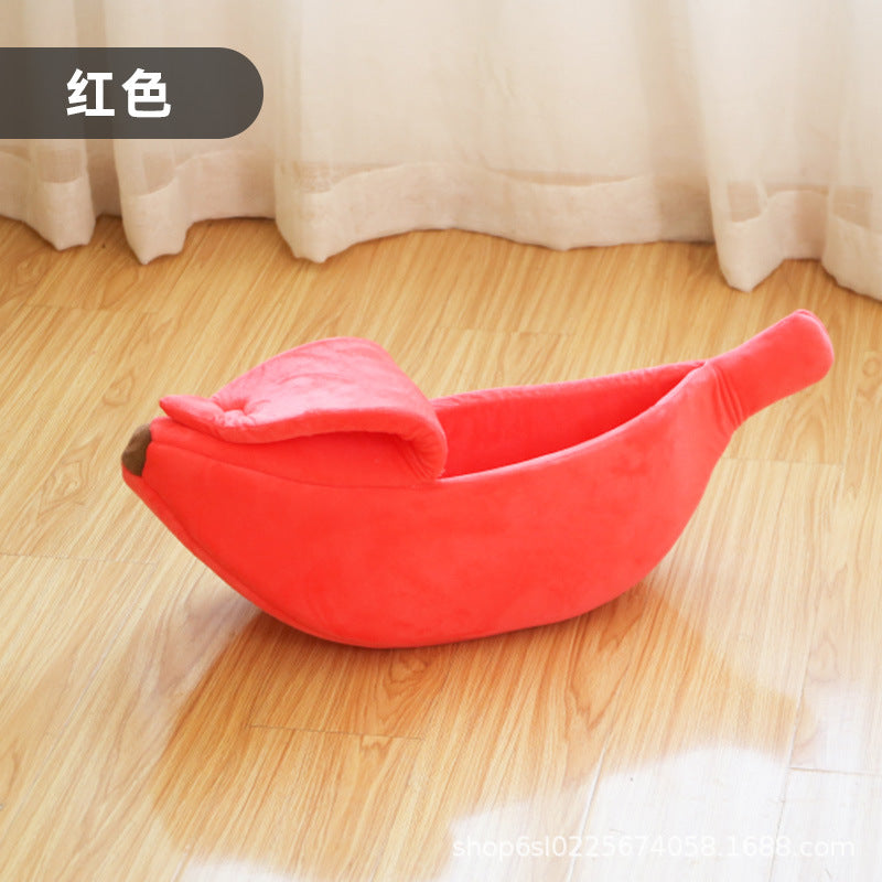 Free shipping winter pet banana shape warm cat bed dog bed semi-enclosed pet bed hamster bed pet bed sleeping mat