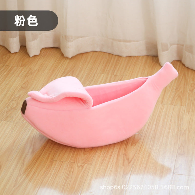 Free shipping winter pet banana shape warm cat bed dog bed semi-enclosed pet bed hamster bed pet bed sleeping mat