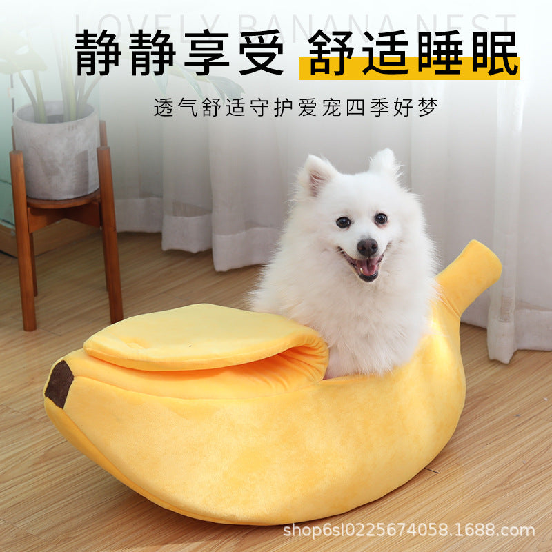 Free shipping winter pet banana shape warm cat bed dog bed semi-enclosed pet bed hamster bed pet bed sleeping mat