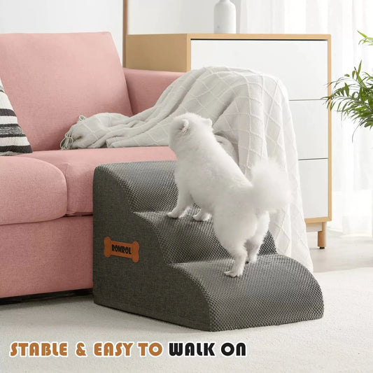 犬用ペットステップ™|骨型ハンドル付き ソファ・ベッド横用階段スロープ