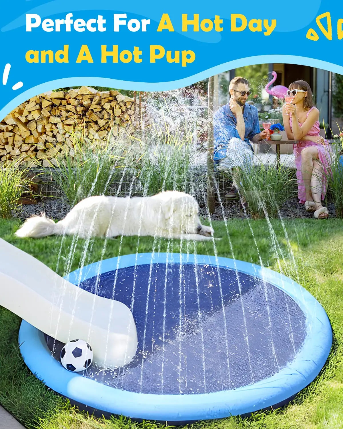 Dog Splash Pad Thick Sprinkler Pool Toy Anti-Slip Outdoor Summer Sprinkler Water Toy for Backyard Fountain Play Mat for Children
