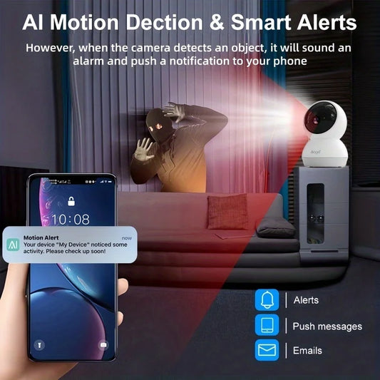 3K見守りペットカメラ™|360°首振り AI検知 双方向通話 暗視 スマホ遠隔