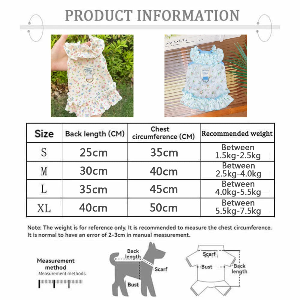 Thin Breathable Small Dog Princess Dress Cool Summer Spring Cute Medium Cat Halter Skirt Breathable Dog Dress Clothes