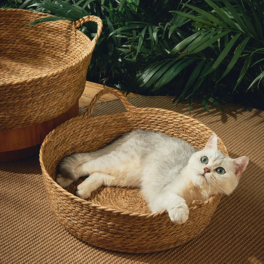 ラタン編み猫ベッド夏用™