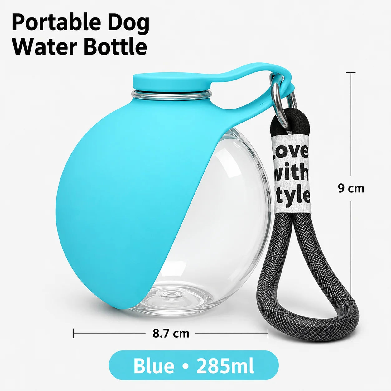 Food Grade Silicone 2 in 1 Portable Dog Water Bottle Foldable Bowl Leak Proof Lanyard Hook Compact Travel Pet Feeding Set