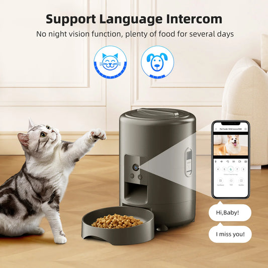 カメラ付き自動給餌器™|2L 1080P WiFi アプリ操作 犬猫用スマートフィーダー