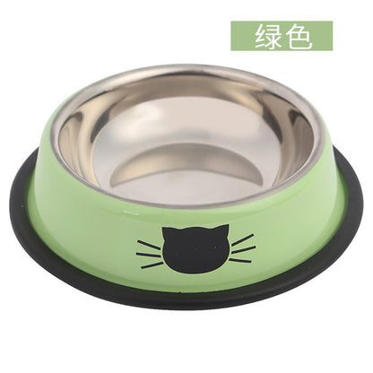 Factory direct selling hot-selling color stainless steel pet cat bowl pet bowl round cat bowl pet food dog bowl