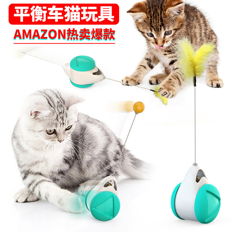 Pet supplies Amazon spring man spinning cat toy turntable cat teaser stick vent balance car pet toys