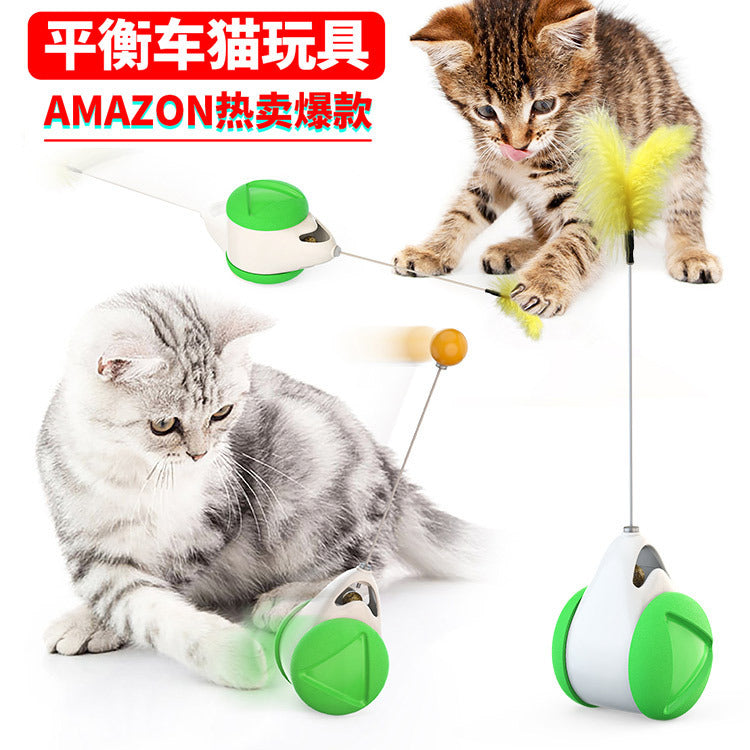 Pet supplies Amazon spring man spinning cat toy turntable cat teaser stick vent balance car pet toys