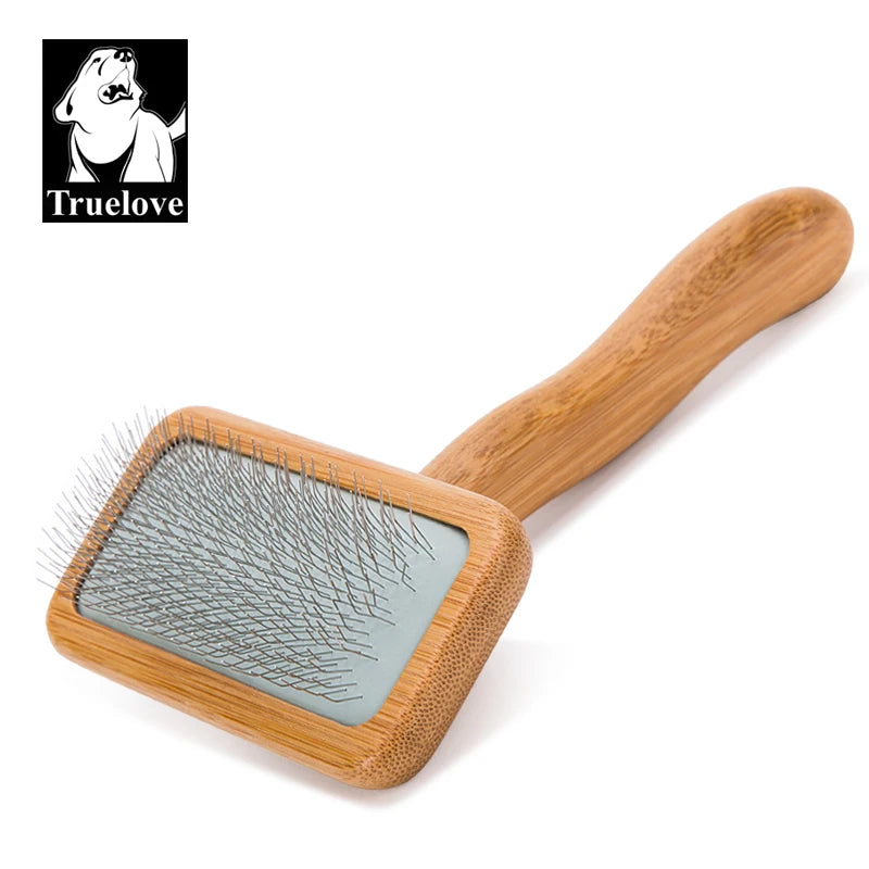 Truelove Pet Slicker Brush for Dogs & Cats–Soft Deshedding Grooming Comb, Bamboo Handle, Removes Loose Hair & Tangles TLK20131