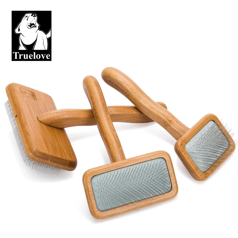 Truelove Pet Slicker Brush for Dogs & Cats–Soft Deshedding Grooming Comb, Bamboo Handle, Removes Loose Hair & Tangles TLK20131