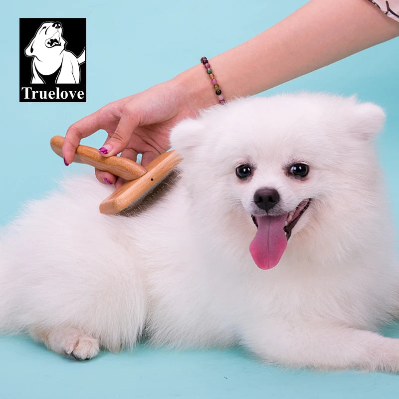 Truelove Pet Slicker Brush for Dogs & Cats–Soft Deshedding Grooming Comb, Bamboo Handle, Removes Loose Hair & Tangles TLK20131