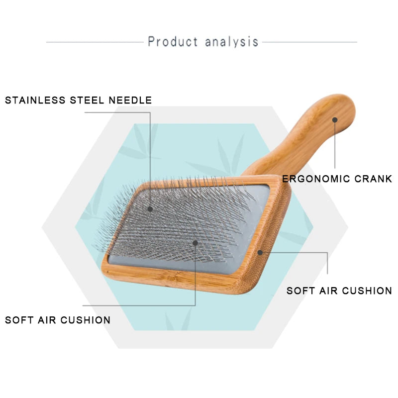 Truelove Pet Slicker Brush for Dogs & Cats–Soft Deshedding Grooming Comb, Bamboo Handle, Removes Loose Hair & Tangles TLK20131