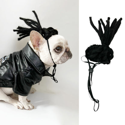 Factory direct sales cross-border pet hot-selling pet wigs dog wigs Halloween pet accessories curly hair straight hair