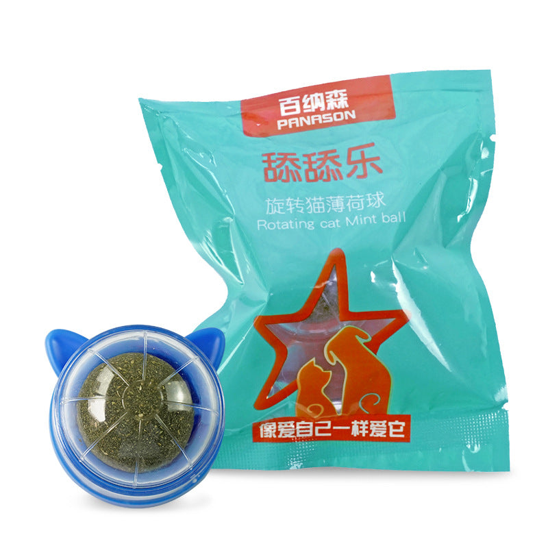 Rotating catnip ball new cat ears pet molar toys interactive licking fun pet supplies wholesale