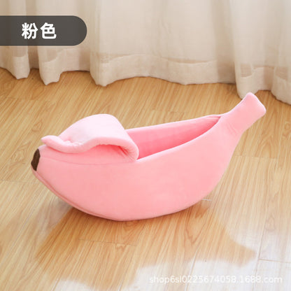 Free shipping winter pet banana shape warm cat bed dog bed semi-enclosed pet bed hamster bed pet bed sleeping mat