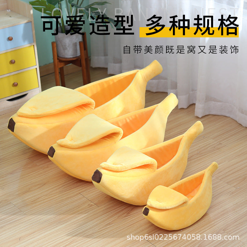 Free shipping winter pet banana shape warm cat bed dog bed semi-enclosed pet bed hamster bed pet bed sleeping mat
