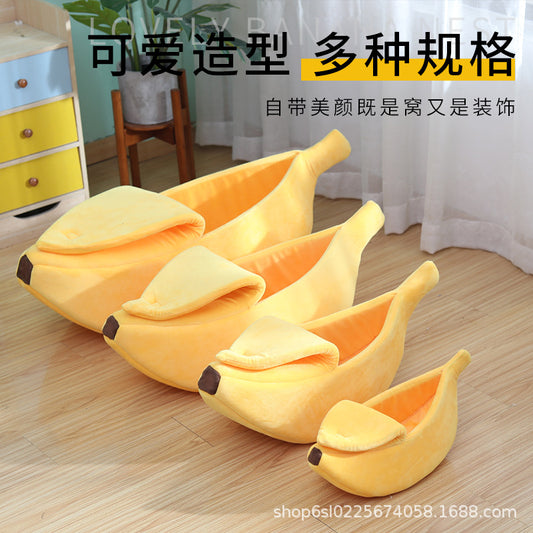 Free shipping winter pet banana shape warm cat bed dog bed semi-enclosed pet bed hamster bed pet bed sleeping mat