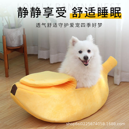 Free shipping winter pet banana shape warm cat bed dog bed semi-enclosed pet bed hamster bed pet bed sleeping mat