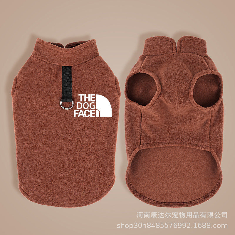 Autumn and winter pet vest dog clothes pet fleece clothing traction warm vest