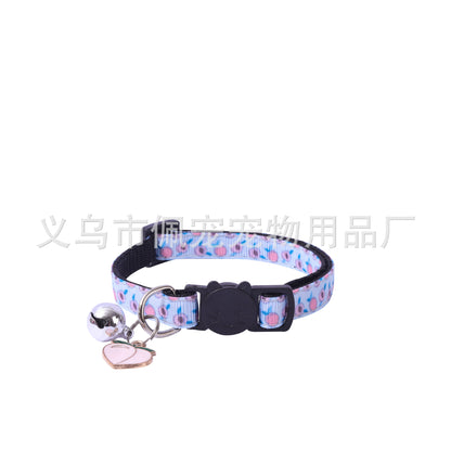 New Pet Ribbon Fruit Cat Collar with Fruit Accessory Bell Pet Collar Manufacturers Spot