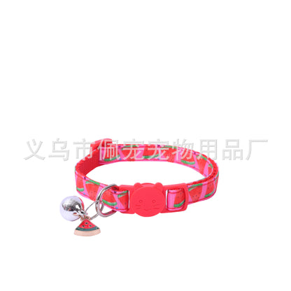 New Pet Ribbon Fruit Cat Collar with Fruit Accessory Bell Pet Collar Manufacturers Spot