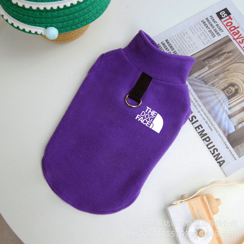 Autumn and winter pet vest dog clothes pet fleece clothing traction warm vest