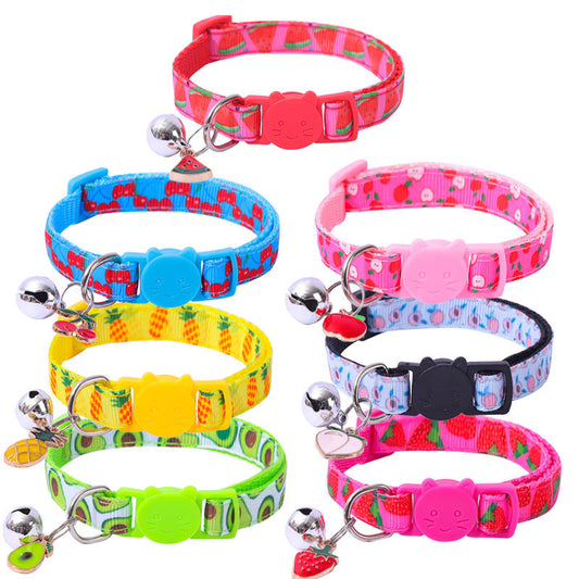 New Pet Ribbon Fruit Cat Collar with Fruit Accessory Bell Pet Collar Manufacturers Spot