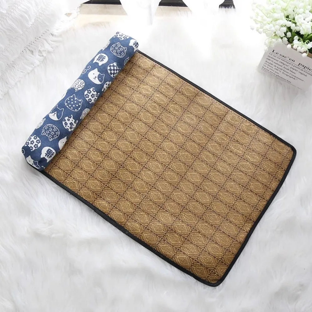 Safe Cute Print Pet Cooling Mats Washable Foldable Dog Cooling Mat Breathable with Pillow Pet Sleeping Pad Indoor