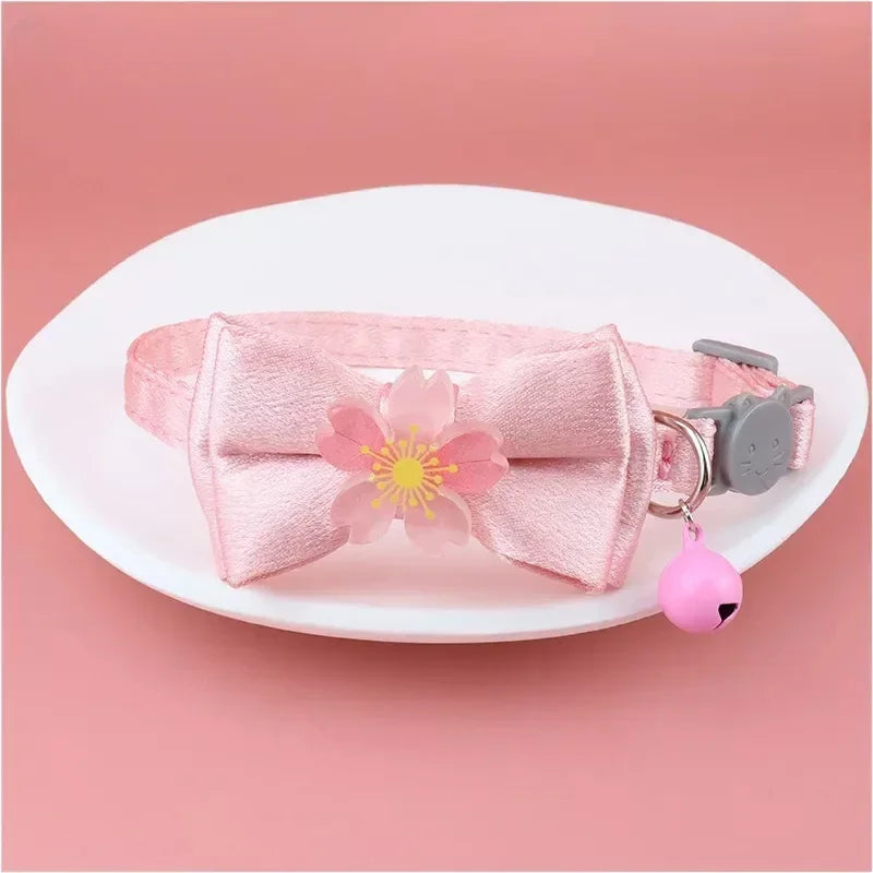 Cat Collar Pink Lace Bow Hanging Bead Cat Choker Bell Dog Cat Supplies Pet Accessories Dog Accessories Dog Cat Products
