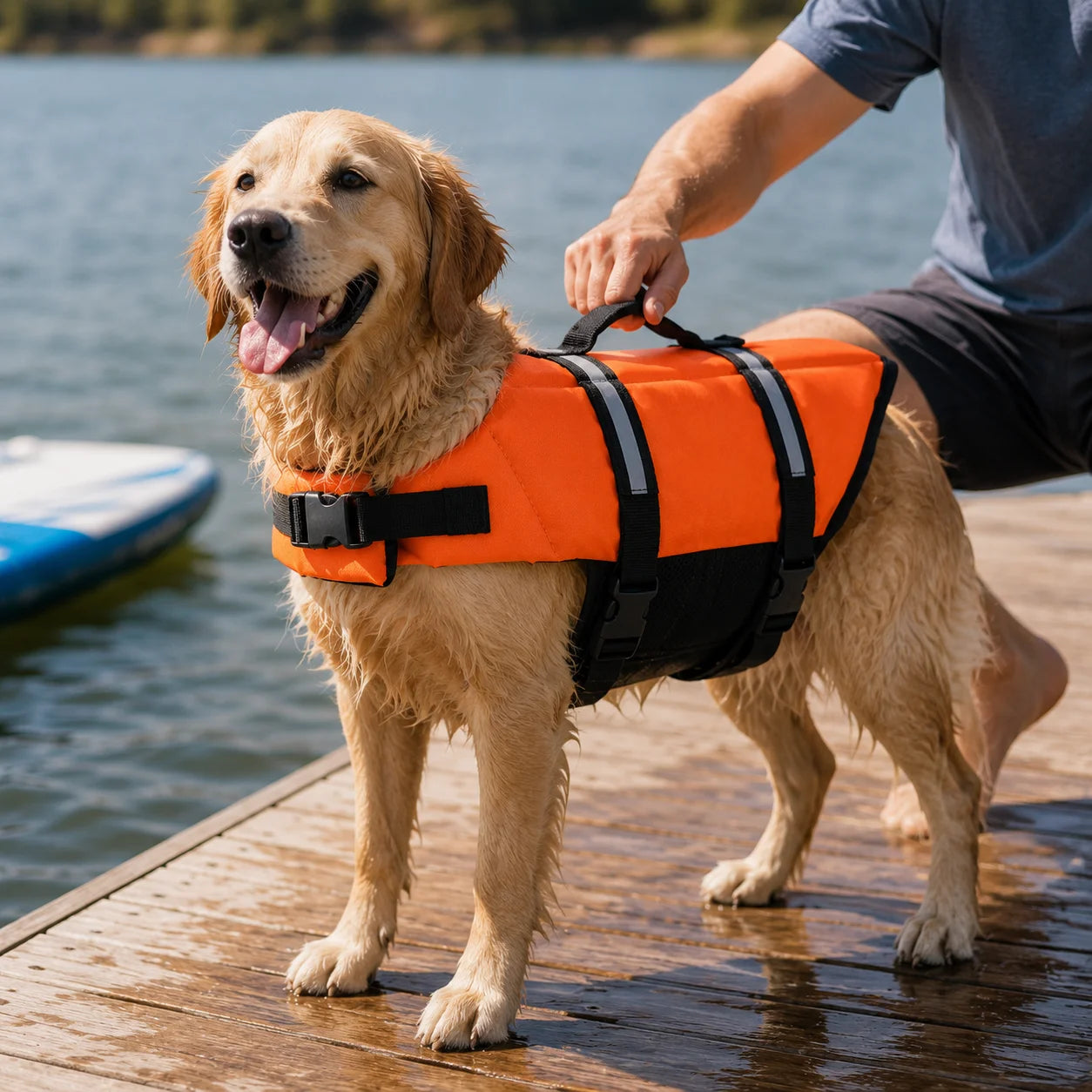 Dog Life Jacket Reflective Adjustable Pet Swimming Vest Enhanced Buoyancy Safety Swimwear with Rescue Handle for Dogs