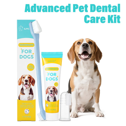 犬猫用デンタルケアキット™｜ミルク味歯磨き粉＆歯ブラシセット 口臭ケアに