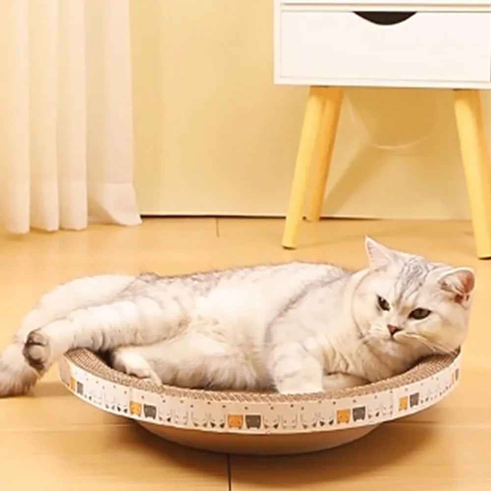 猫用つめとぎボード™｜段ボール製 ベッド兼用 だ円形 爪みがきスクラッチャー