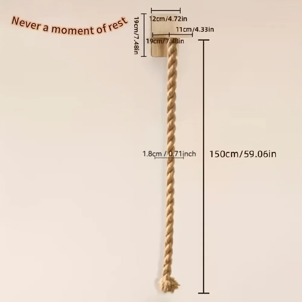 Wall Mounted Cat Scratching Post Natural Sisal Hemp Rope Vertical Cat Climbing Rope Space Saving Indoor Cat Toy Wooden Platform