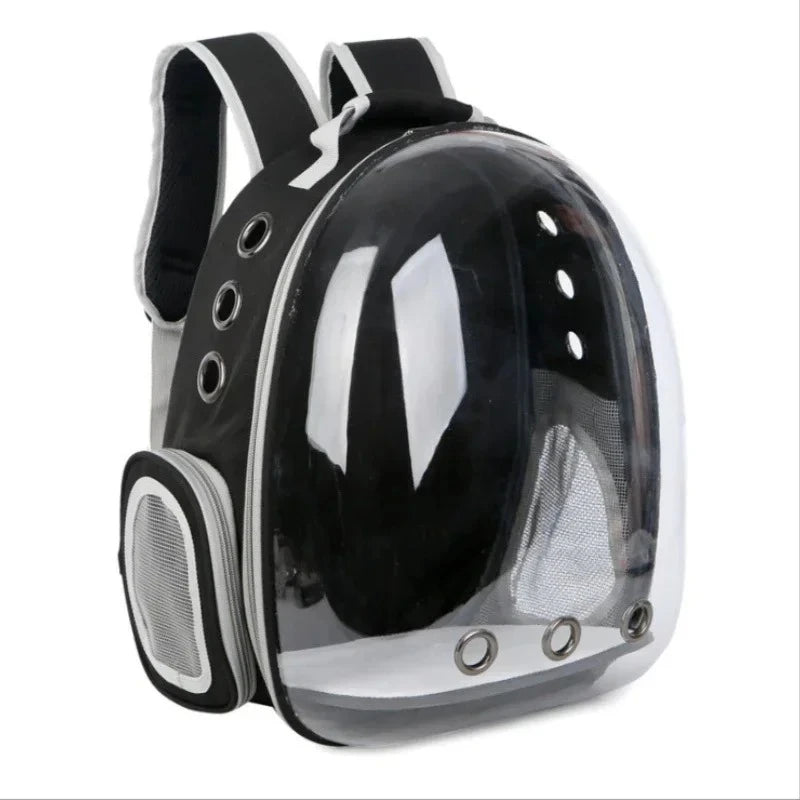宇宙カプセル型ペットキャリーリュック™｜透明ドーム窓付き 猫・小型犬用 通気性お出かけバックパック