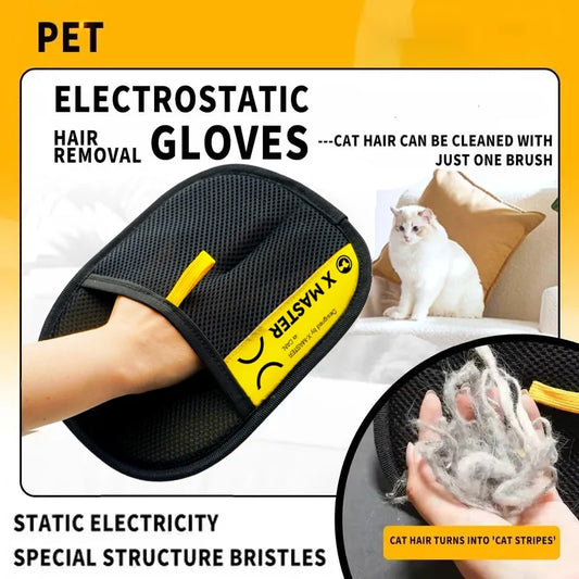 静電気ペット抜け毛取り手袋™｜洗える2in1 コロコロ付き 犬猫グルーミンググローブ