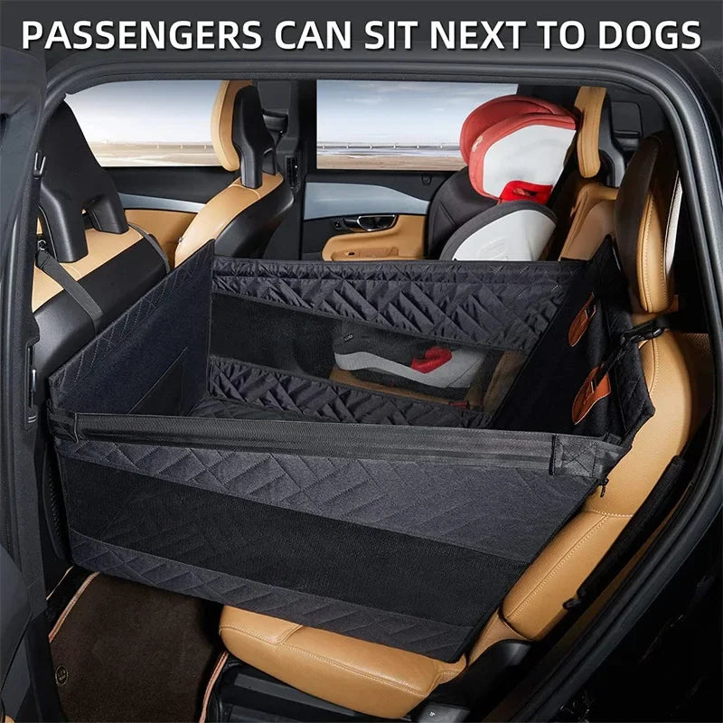 Pet Car Nest Bed, Full Coverage Back Seat Hammock Extender for Cars, Waterproof Scratchproof with Mesh Pocket for All Size Dogs
