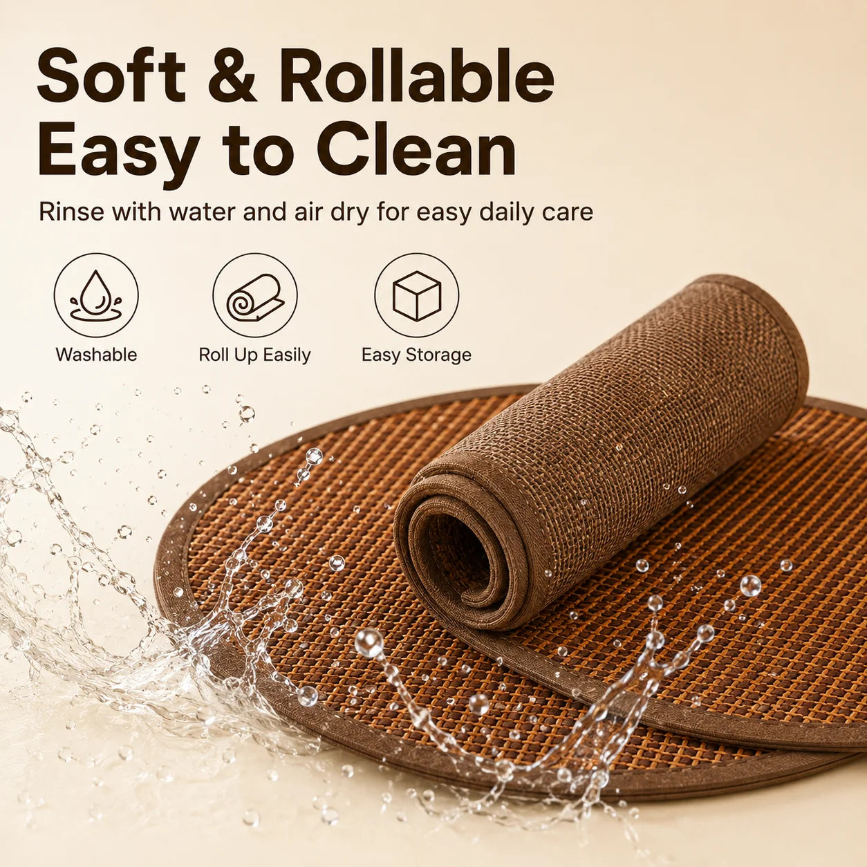 Pet Cooling Mat for Cats Round Woven Summer Sleeping Pad Breathable Washable Cat Bed Mat for Indoor Pets