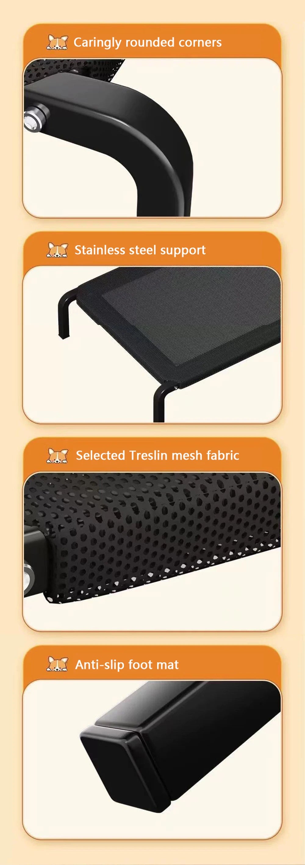 For Outdoor Home Use Elevated Big Dog Bed Summer Dog Nest Convenient Carry Moisture Proof Non-Slip Large Cat Bed Durable