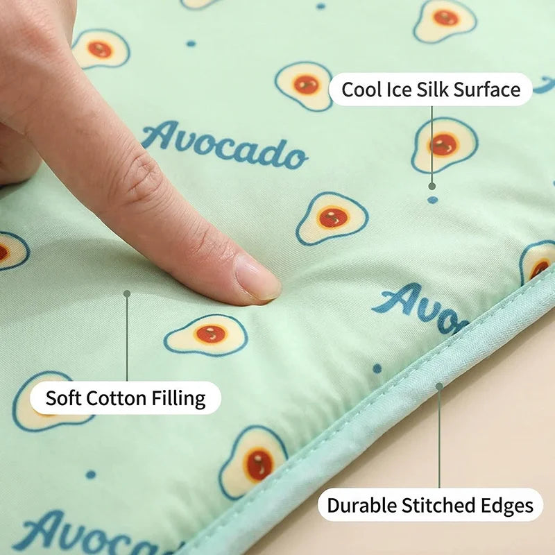 Ice Silk Cooling Pet Mat Summer Cold Feeling Sleeping Pad Non Slip Breathable Ice Pad For Cat Dog Foldable Washable Cooling Pad