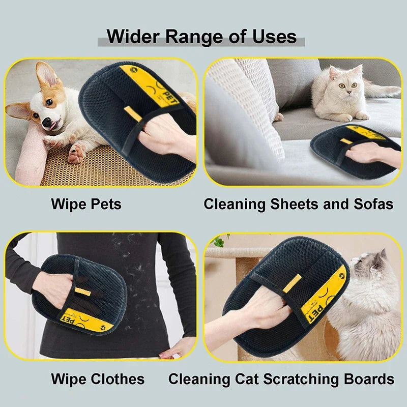 静電気ペット抜け毛取り手袋™｜洗える2in1 コロコロ付き 犬猫グルーミンググローブ