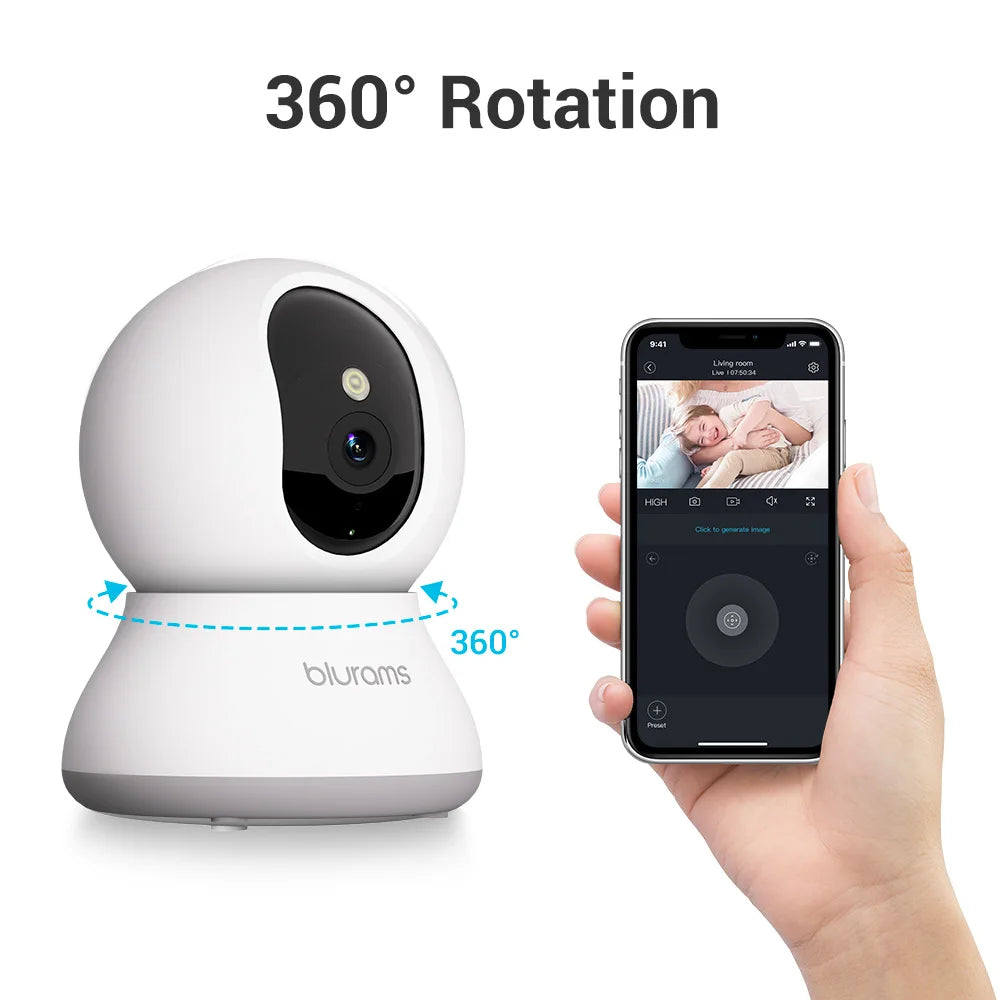 2K見守りペットカメラ™｜360°PTZ スマホアプリ 双方向通話 室内セキュリティ