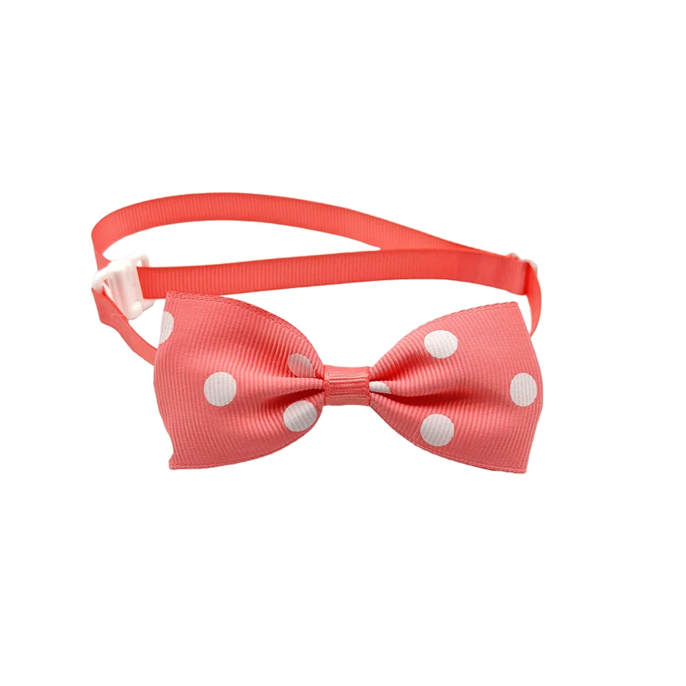 10pcs Ribbon Bow Ties For Dogs Adjustable Neck Tie For Cat Dots Pattern Pet Grooming Accessories 10 Colors Pet Supplies