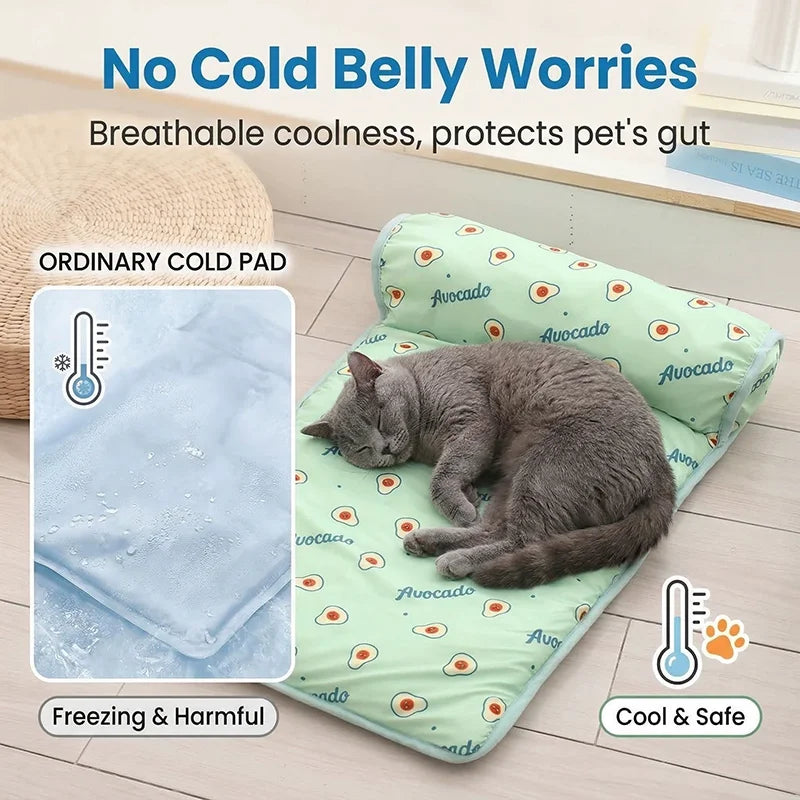 Ice Silk Cooling Pet Mat Summer Cold Feeling Sleeping Pad Non Slip Breathable Ice Pad For Cat Dog Foldable Washable Cooling Pad