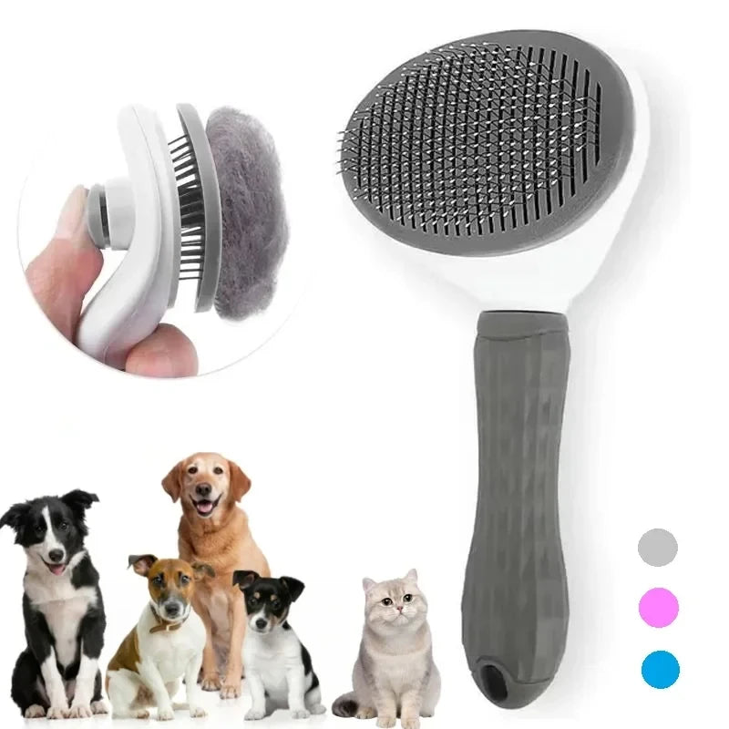 ペット自動洗浄スリッカーブラシ™｜ワンタッチ抜け毛除去 犬猫用グルーミングブラシ お手入れかんたん